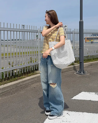 Dot canvas tote bag