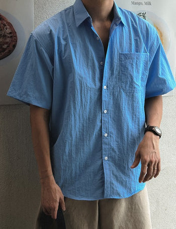 White Beach Nylon Short Sleeve Shirt (Cool Fabric)