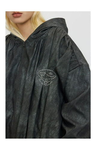 CONP Peplum Leather Jacket (Gray)