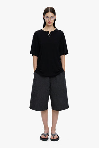 [MASONPRINCE] Henley Neck Short-Sleeve T-Shirt