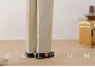 [CULTUM] Wide Leg Pleated Trousers
