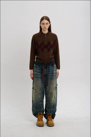 [MASONPRINCE] Vintage Wash Workwear Wide Leg Pants