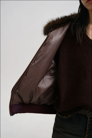 [MASONPRINCE] Hooded Plaid Puffer Jacket