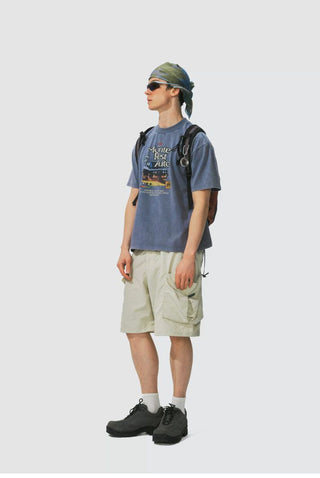[Monterest] Washed Cotton Racing Print T-Shirt
