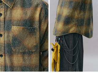 [Monterest] Washed Brushed Plaid Flannel Shirt