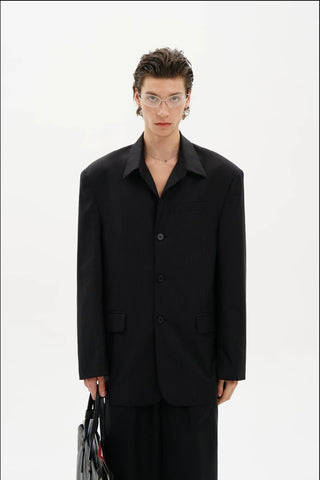 [MASONPRINCE] Wool Blend Oversized Blazer & Wide Pants Set