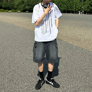 Pocket denim shorts