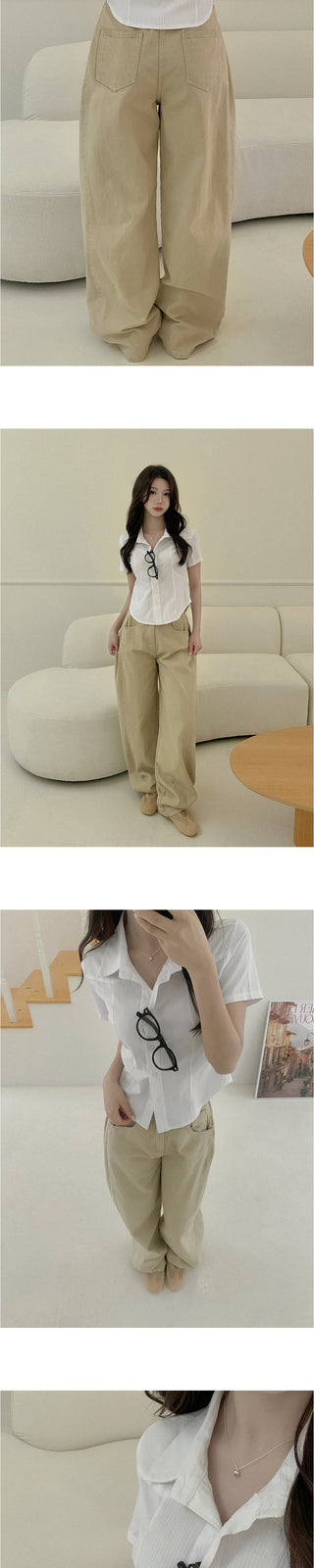 Wide-leg pants with side pleats