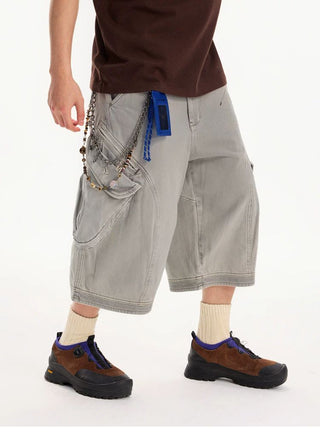 [Monterest] Washed Multi-Pocket 3D Cut Work Shorts
