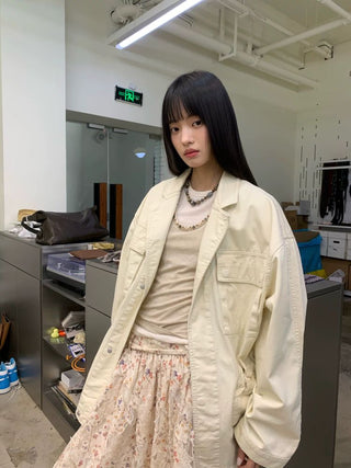 [NEVERSEEZ] Washed Cotton Work Jacket