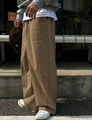Cotton Cut-out Wide Elastic Waist Pants (4 colors)