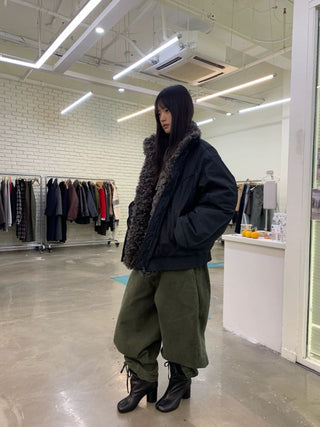 NEVERSEEZ Detachable Fur Collar Parka Jacket