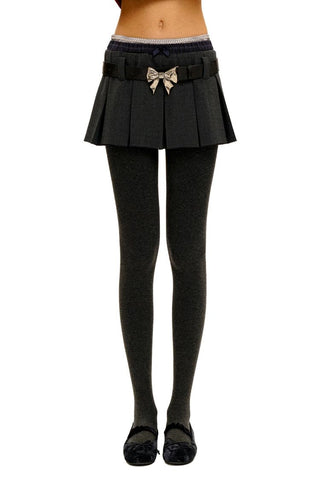 [Moromoro2] Linen Satin Plaid Pleated Skirt