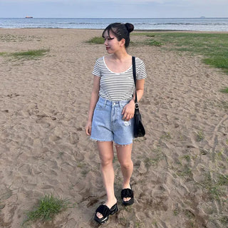 U-neck striped T-shirt