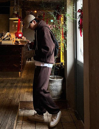Cover Fleece-lined Hooded Jogger Set (4 colors)