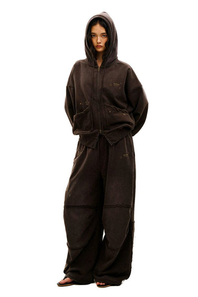 [Moromoro2] Star Studded Distressed Hoodie &  Pants