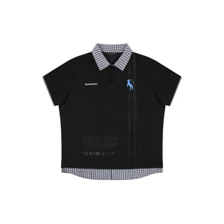 [MASONPRINCE] Checkered Collar Layered Polo