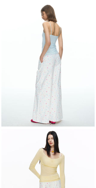 [NECY] Heart Cat Printed Wide Pants
