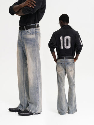 [MASONPRINCE] Washed Slub Denim Micro-Flare Jeans