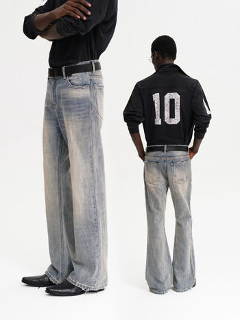 [MASONPRINCE] Washed Slub Denim Micro-Flare Jeans