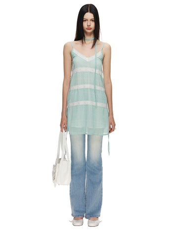 [NECY] Mint Sweet Polka Dot Chiffon Dress