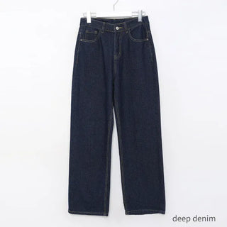 Straight-leg deep denim pants