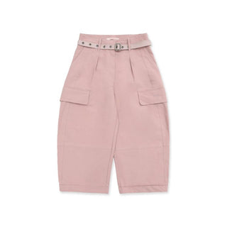 [Moromoro2] 3D Silhouette Belted Work Cropped  Pants