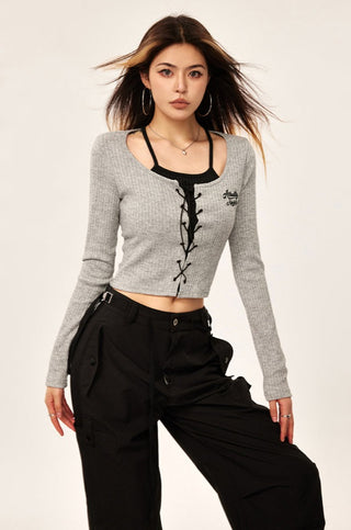 early fake two-piece short