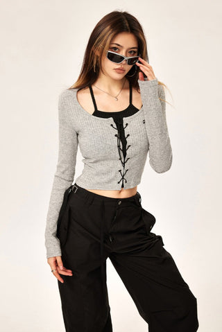 early fake two-piece short