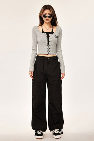 early fake two-piece short