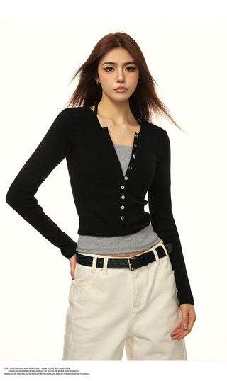 HALTER NECK LONG-SLEEVED FAKE TWO-PIECE TOP