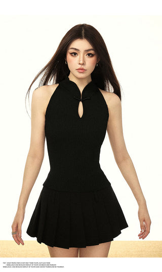 HOLLOW KNITTED ASIAN STYLE TOP