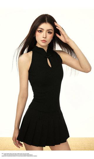 HOLLOW KNITTED ASIAN STYLE TOP