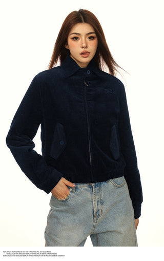 Corduroy casual crop jacket