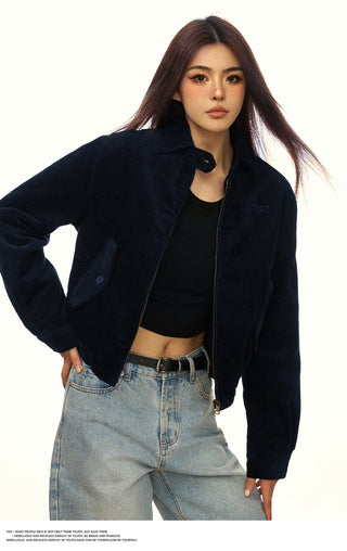 Corduroy casual crop jacket