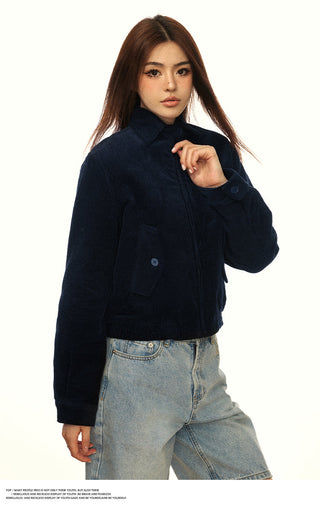 Corduroy casual crop jacket