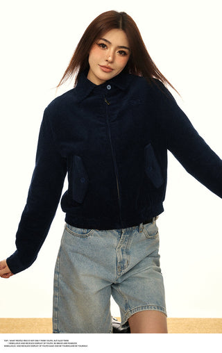 Corduroy casual crop jacket