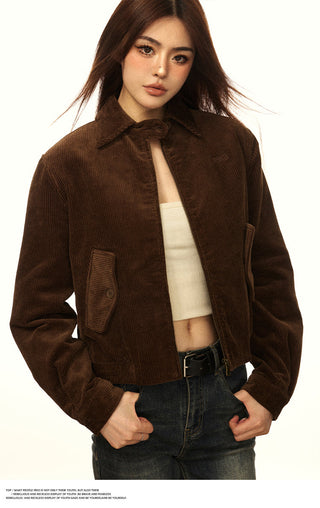 Corduroy casual crop jacket
