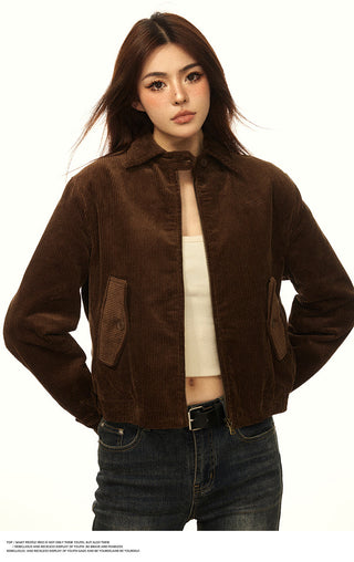 Corduroy casual crop jacket