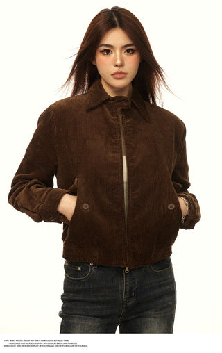 Corduroy casual crop jacket