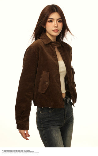 Corduroy casual crop jacket