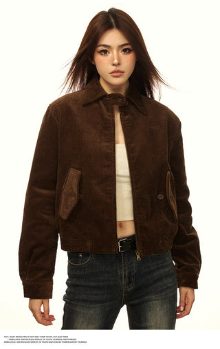 Corduroy casual crop jacket