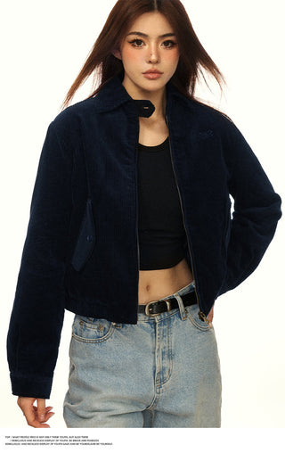 Corduroy casual crop jacket