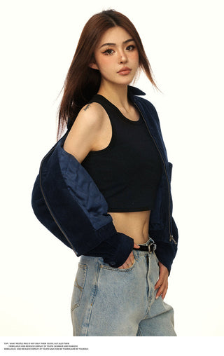 Corduroy casual crop jacket