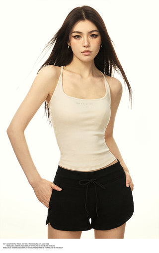 HIGH WAIST DRAWSTRING PORTS WEAR SHORTS