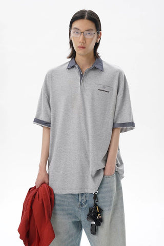 [MASONPRINCE] Check Collar Pique Cotton Polo
