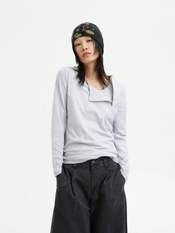 [MASONPRINCE] Layered Henley Long Sleeve Tee
