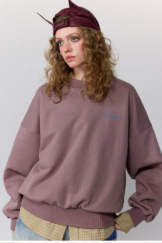 [Monterest] Fleece-Lined Logo Print Crewneck Sweatshirt