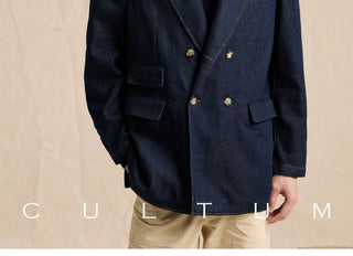 [CULTUM] Lyocell Denim Double-Breasted Blazer