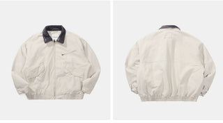 [Monterest] Washed Cotton Work Jacket with Leather Collar